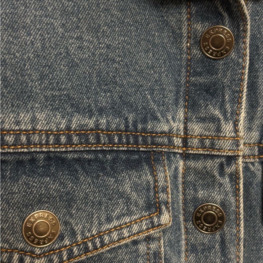 Express Classic Blue Denim Button-Up Jacket - Picture 3 of 9